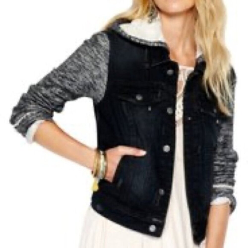 NWT Free People Sweatshirt Sleeve Denim Jacket (c)